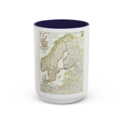 Europe, Northern (1954) (Map) Accent Coffee Mug-15oz-Navy-Go Mug Yourself