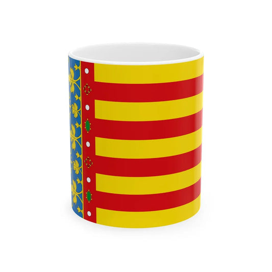 Flag of the Valencia Spain - White Coffee Mug-11oz-Go Mug Yourself