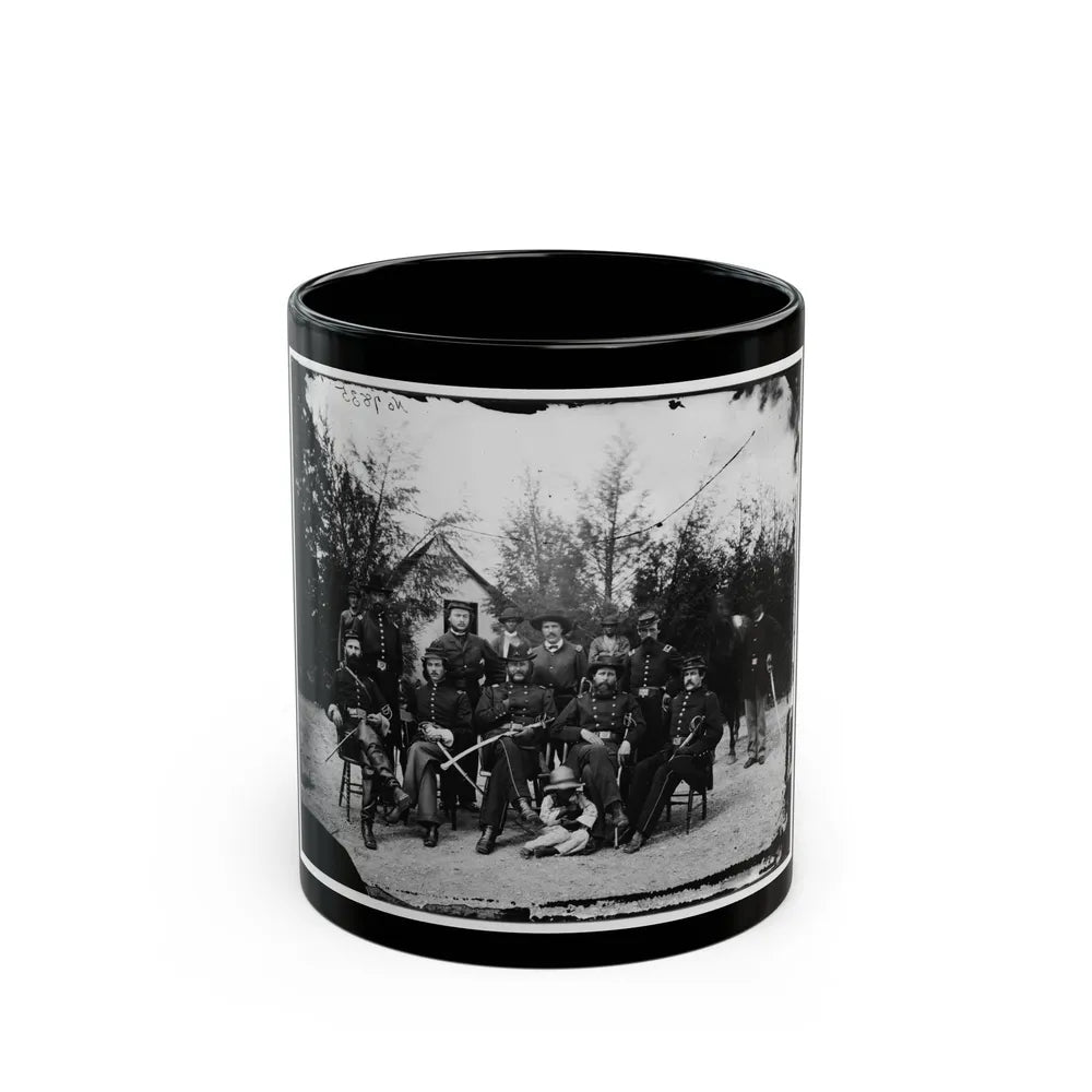 District Of Columbia. Gen. William Gamble And Staff At Camp Stoneman, The Cavalry Depot At Giesborough Point (U.S. Civil War) Black Coffee Mug-11oz-Go Mug Yourself