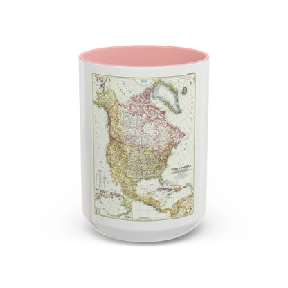 North America (1952) (Map) Accent Coffee Mug-15oz-Pink-Go Mug Yourself