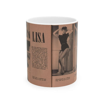 Lisa Montell #26 - 4 B&W Photos, Small Article & Captions from Pocket Pin-Ups Mag. '56 (Vintage Female Icon) White Coffee Mug-11oz-Go Mug Yourself