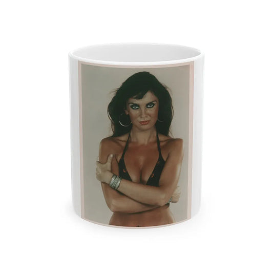 Caroline Munro #01 - 8x10 Color 70's Upper Body Bikini Glamour Photo (Vintage Female Icon) White Coffee Mug-11oz-Go Mug Yourself