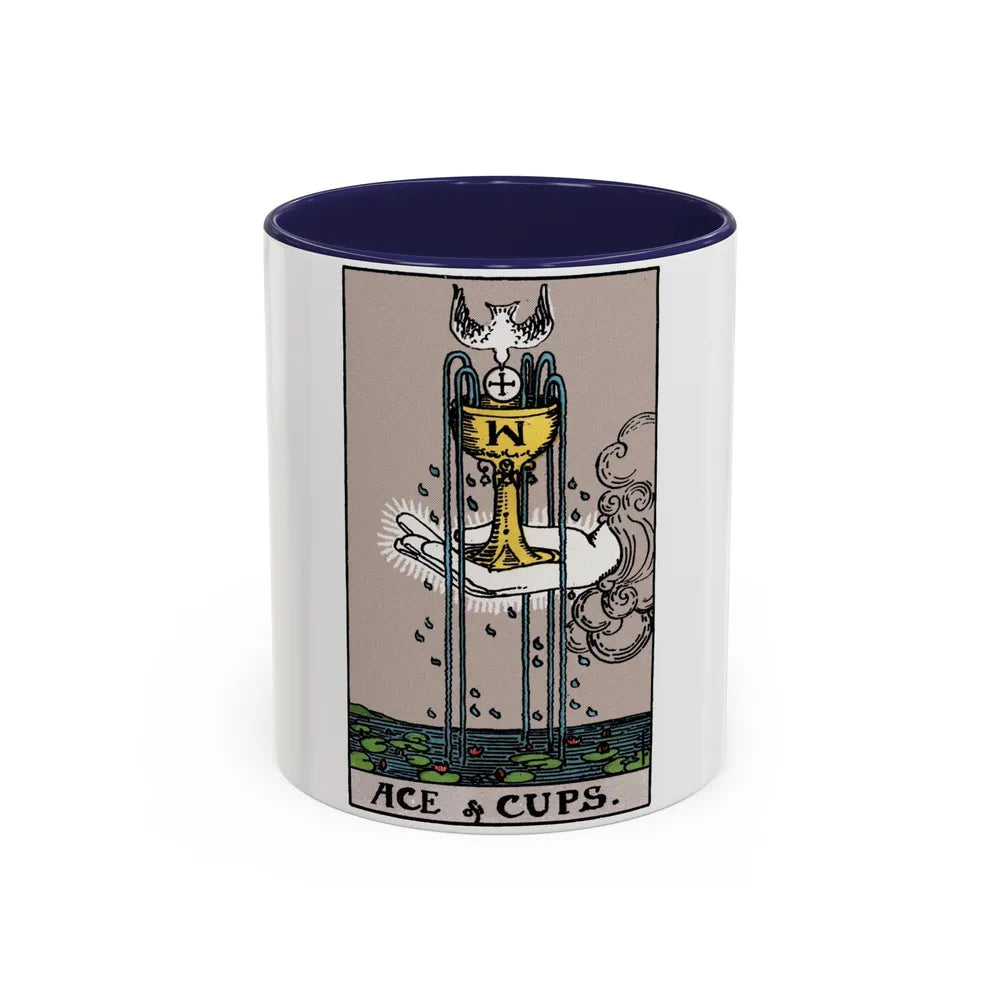 The Ace of Cups (Tarot Card) Accent Coffee Mug-11oz-Navy-Go Mug Yourself