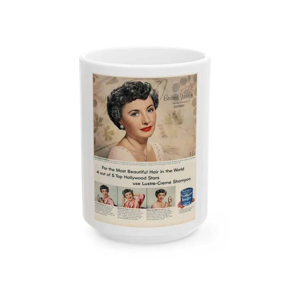 Barbara Stanwyck #210 - Magazine Add (Vintage Female Icon) White Coffee Mug-15oz-Go Mug Yourself