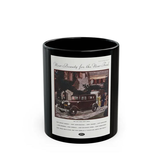 Ford Sedan ad, McCall's, March 1930 - Black Coffee Mug-11oz-Go Mug Yourself