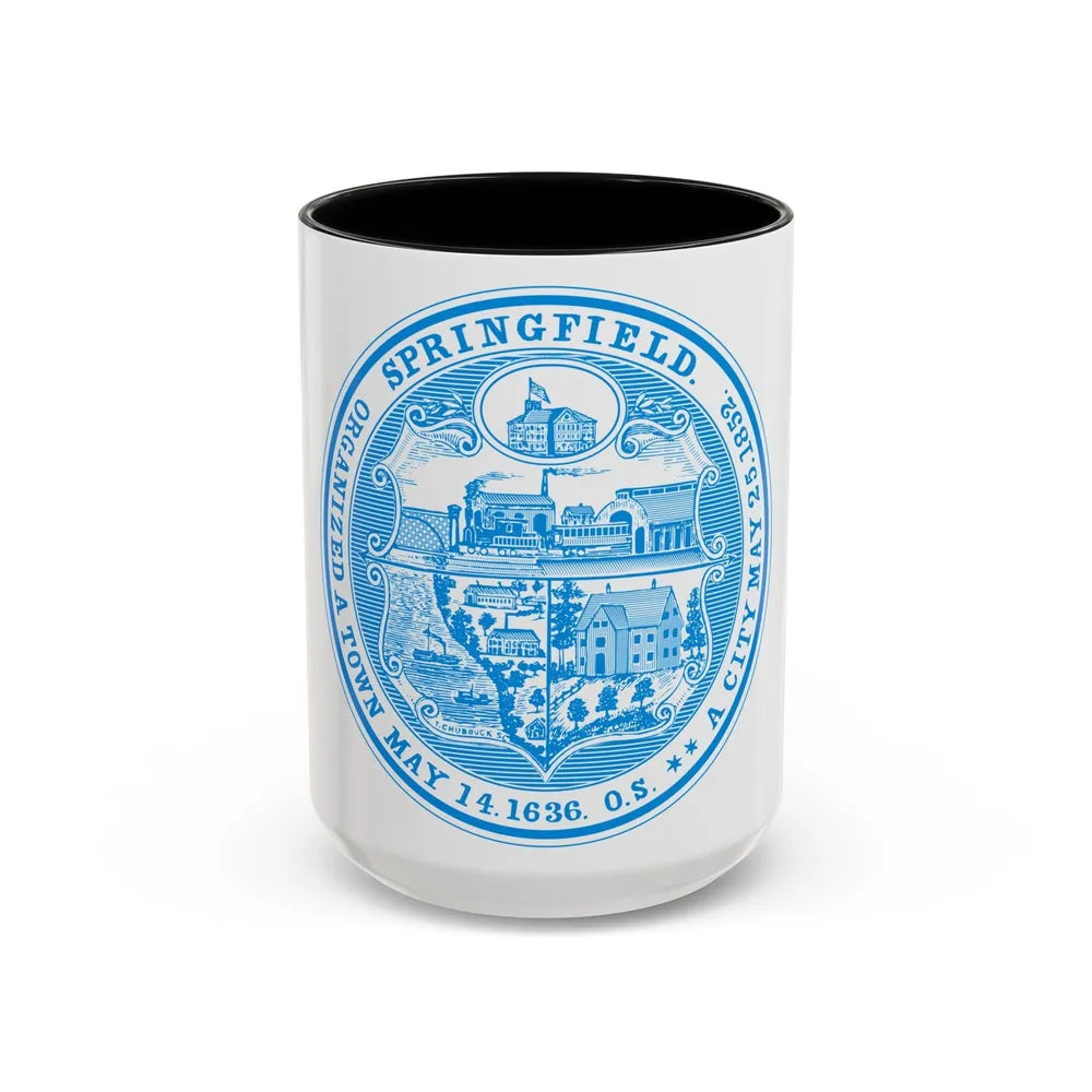 Seal of Springfield Massachusetts - Accent Coffee Mug-15oz-Black-Go Mug Yourself