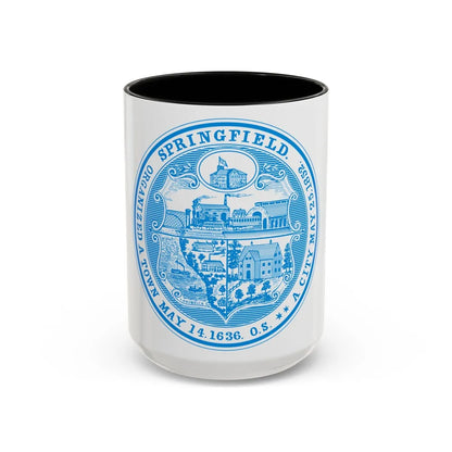 Seal of Springfield Massachusetts - Accent Coffee Mug-15oz-Black-Go Mug Yourself