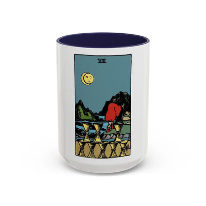 The 8 of Cups (Tarot Card) Accent Coffee Mug-15oz-Navy-Go Mug Yourself