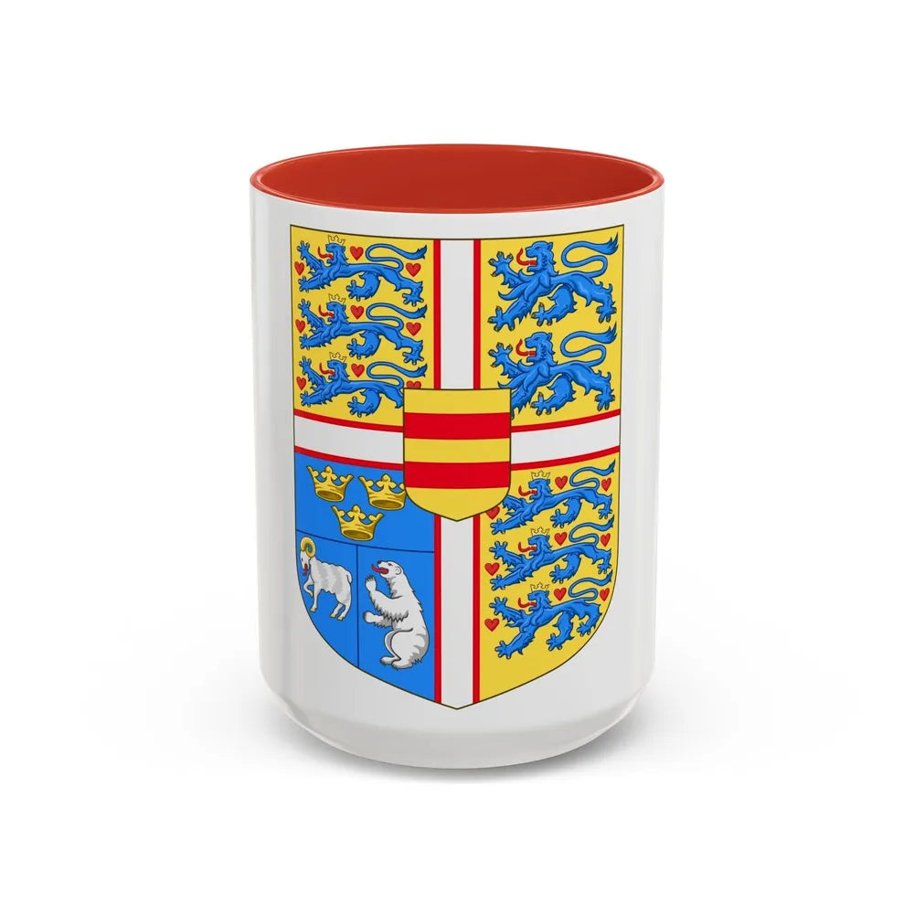 Royal arms of Denmark - Accent Coffee Mug-15oz-Red-Go Mug Yourself