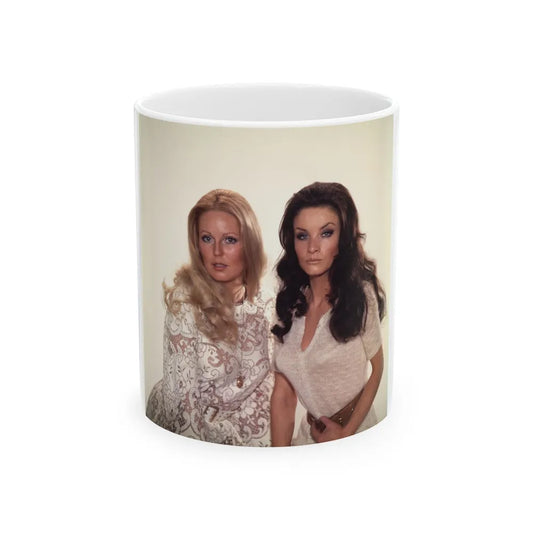 Veronica Carlson #102 with, Hammer Actress Kate O'Mara (Vintage Female Icon) White Coffee Mug-11oz-Go Mug Yourself