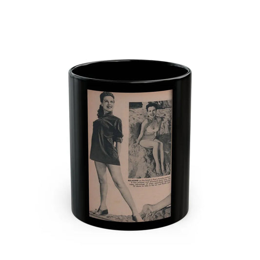 Pamela Duncan #28 - PHOTO Digest Mag. March '55 - 2 B&W Photos (Vintage Female Icon) Black Coffee Mug-11oz-Go Mug Yourself