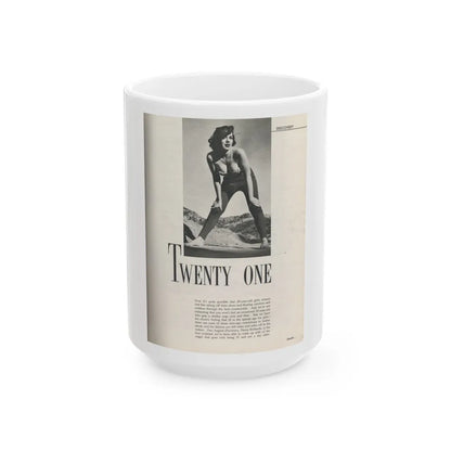 Dawn Richard #72 - [Pages 23] Including Pages 2 of 5 with, 1 B&W Photo & Article from Swank Magazine Aug. '57 (Vintage Female Icon) White Coffee Mug-15oz-Go Mug Yourself