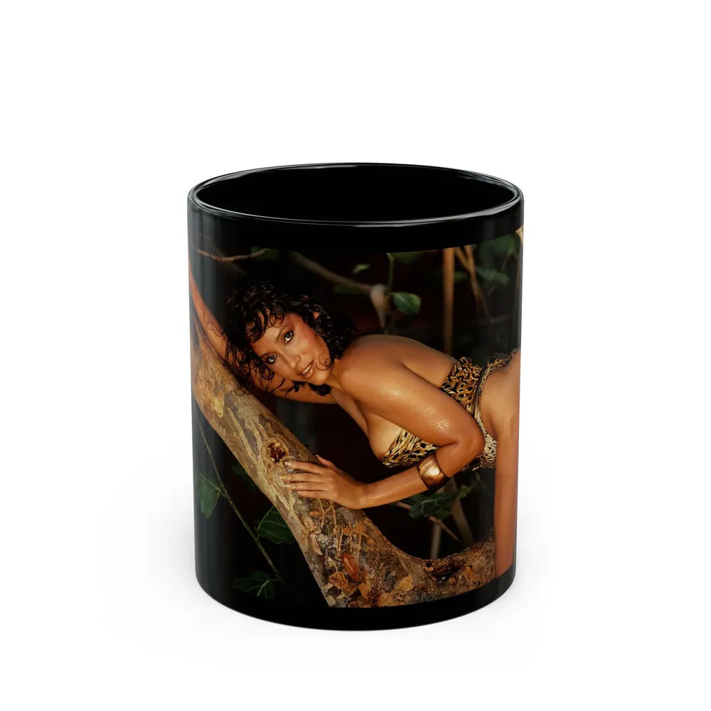 Barbara Carrera #86 (Vintage Female Icon) Black Coffee Mug-11oz-Go Mug Yourself