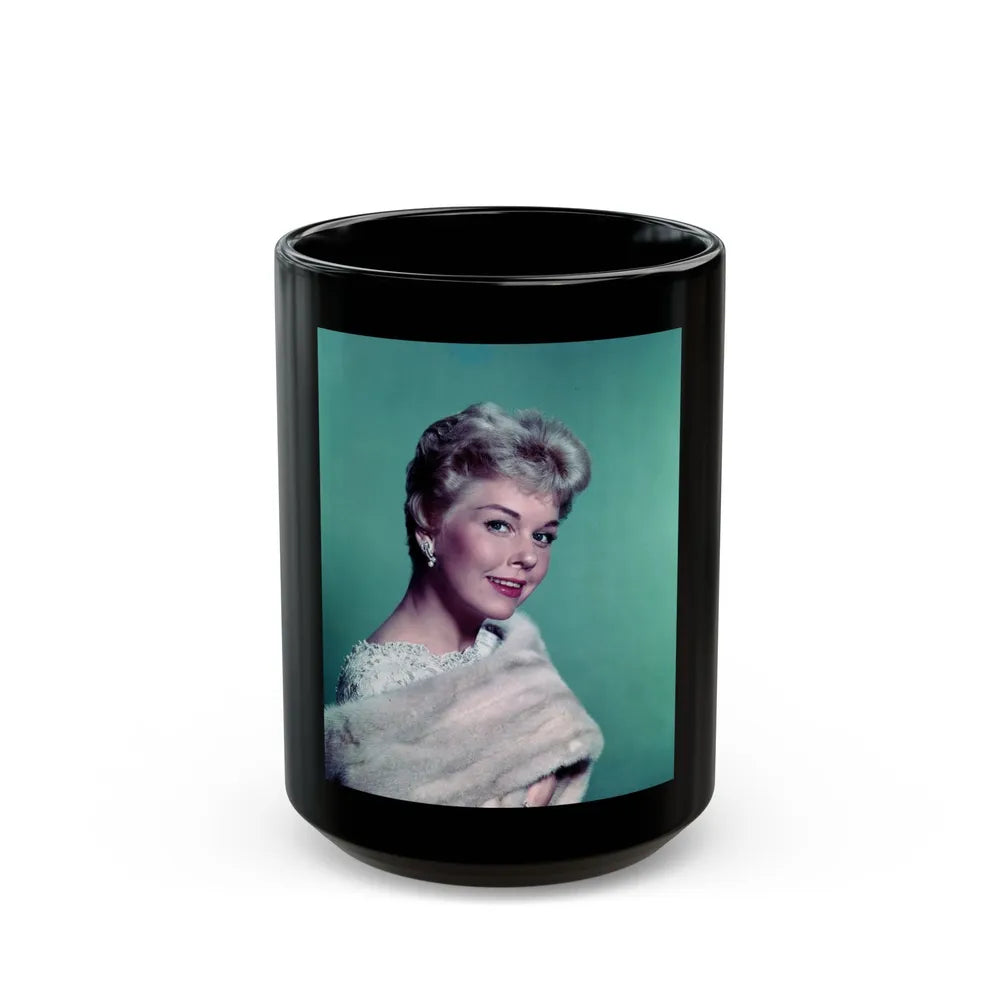 Doris Day #43 (Vintage Female Icon) Black Coffee Mug-15oz-Go Mug Yourself