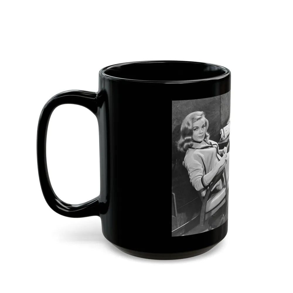 Leslie Parrish #116 (Vintage Female Icon) Black Coffee Mug-Go Mug Yourself