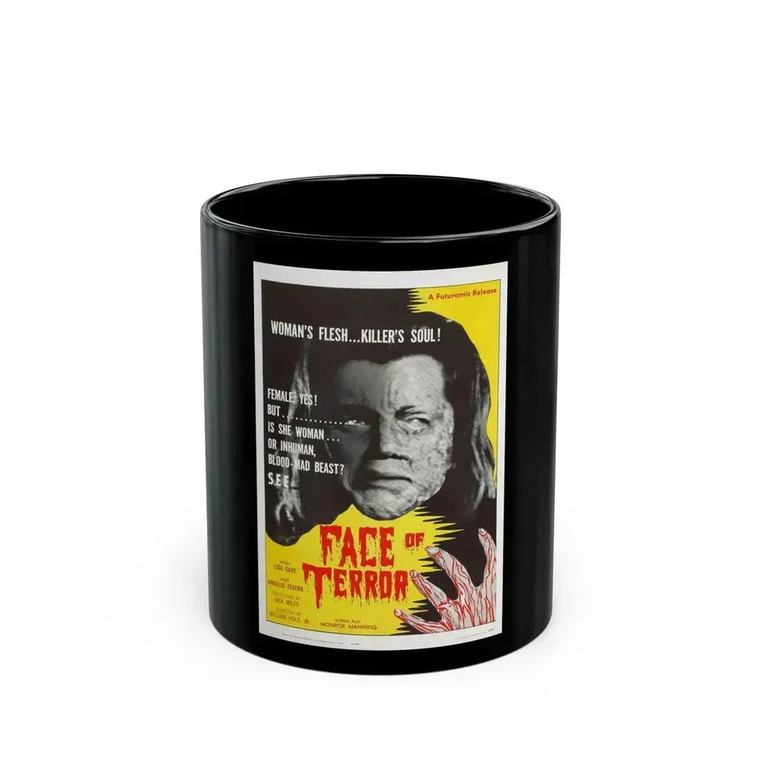 FACE OF TERROR 1962 Movie Poster - Black Coffee Mug 11oz - Go Mug Yourself