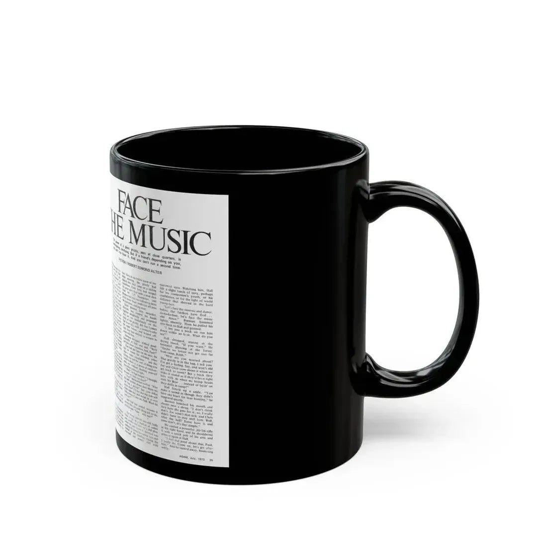 Face The Music, Adam magazine, July 1973 - Black Coffee Mug - Go Mug Yourself