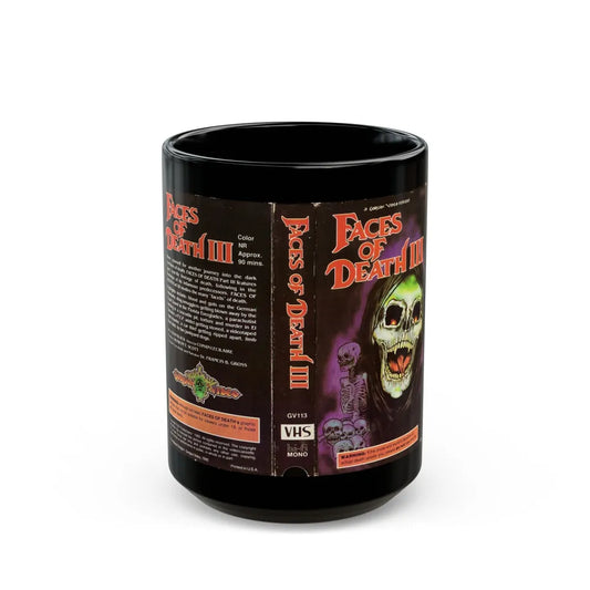 FACES OF DEATH 3 GORGON VIDEO RELEASE (VHS COVER) - Black Coffee Mug-15oz-Go Mug Yourself