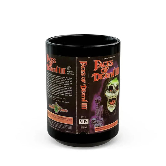 FACES OF DEATH 3 GORGON VIDEO RELEASE (VHS COVER) - Black Coffee Mug 15oz - Go Mug Yourself