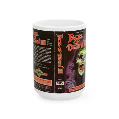 FACES OF DEATH 3 GORGON VIDEO RELEASE (VHS COVER) - White Coffee Mug 15oz - Go Mug Yourself