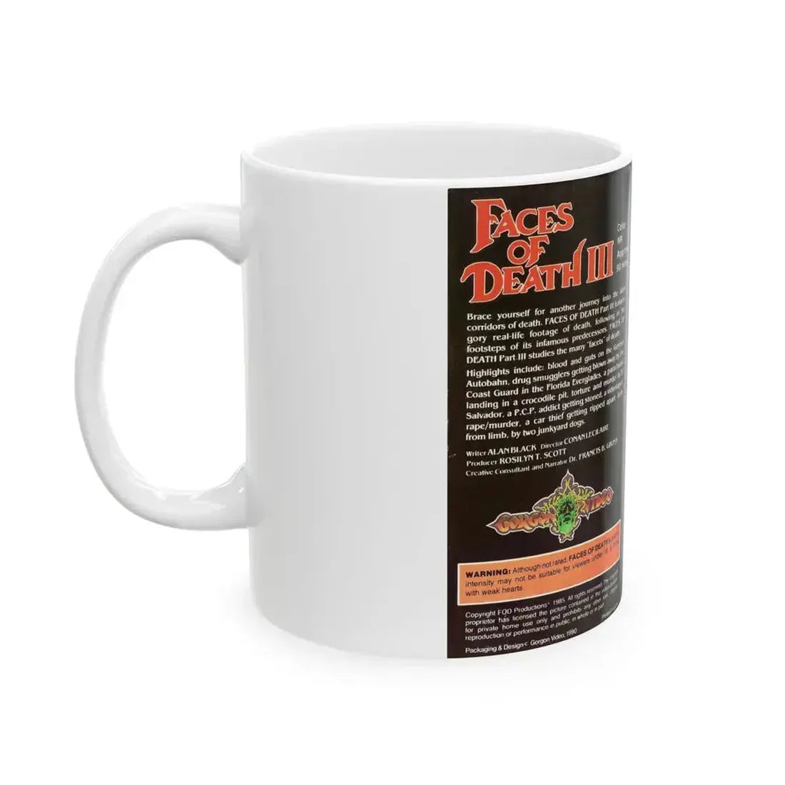 FACES OF DEATH 3 GORGON VIDEO RELEASE (VHS COVER) - White Coffee Mug - Go Mug Yourself