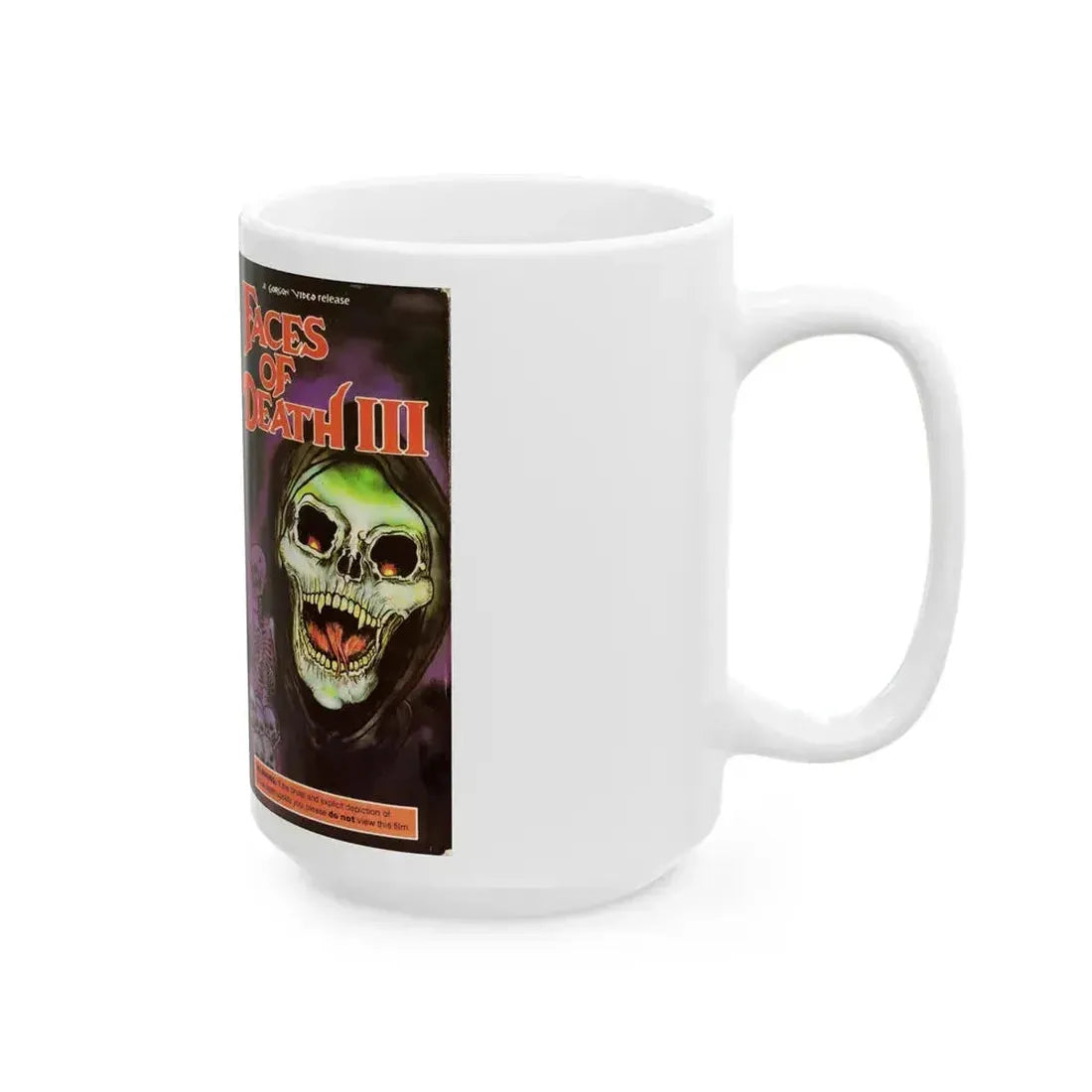 FACES OF DEATH 3 GORGON VIDEO RELEASE (VHS COVER) - White Coffee Mug - Go Mug Yourself