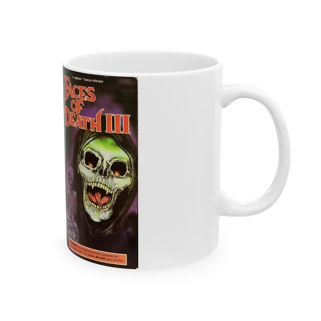 FACES OF DEATH 3 GORGON VIDEO RELEASE (VHS COVER) - White Coffee Mug - Go Mug Yourself