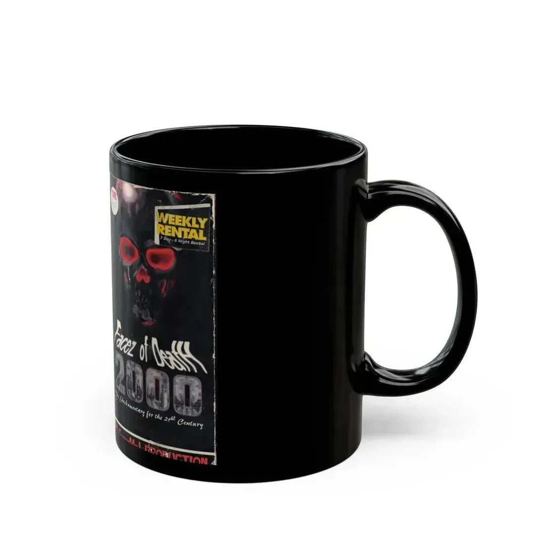 FACEZ OF DEATH 2000 THE SHOCKUMENTARY FOR THE 21ST CENTURY GORE MET PRODUCTIONS (VHS COVER) - Black Coffee Mug - Go Mug Yourself
