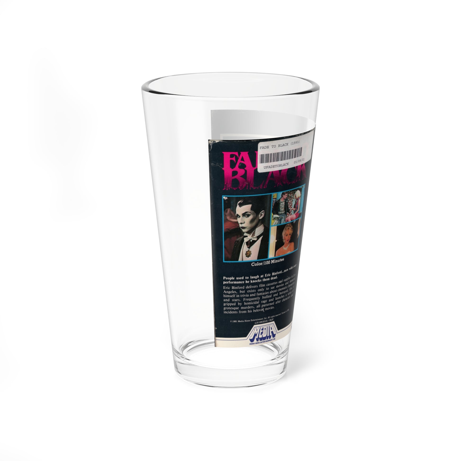 FADE TO BLACK (VHS COVER) Pint Glass 16oz-Go Mug Yourself