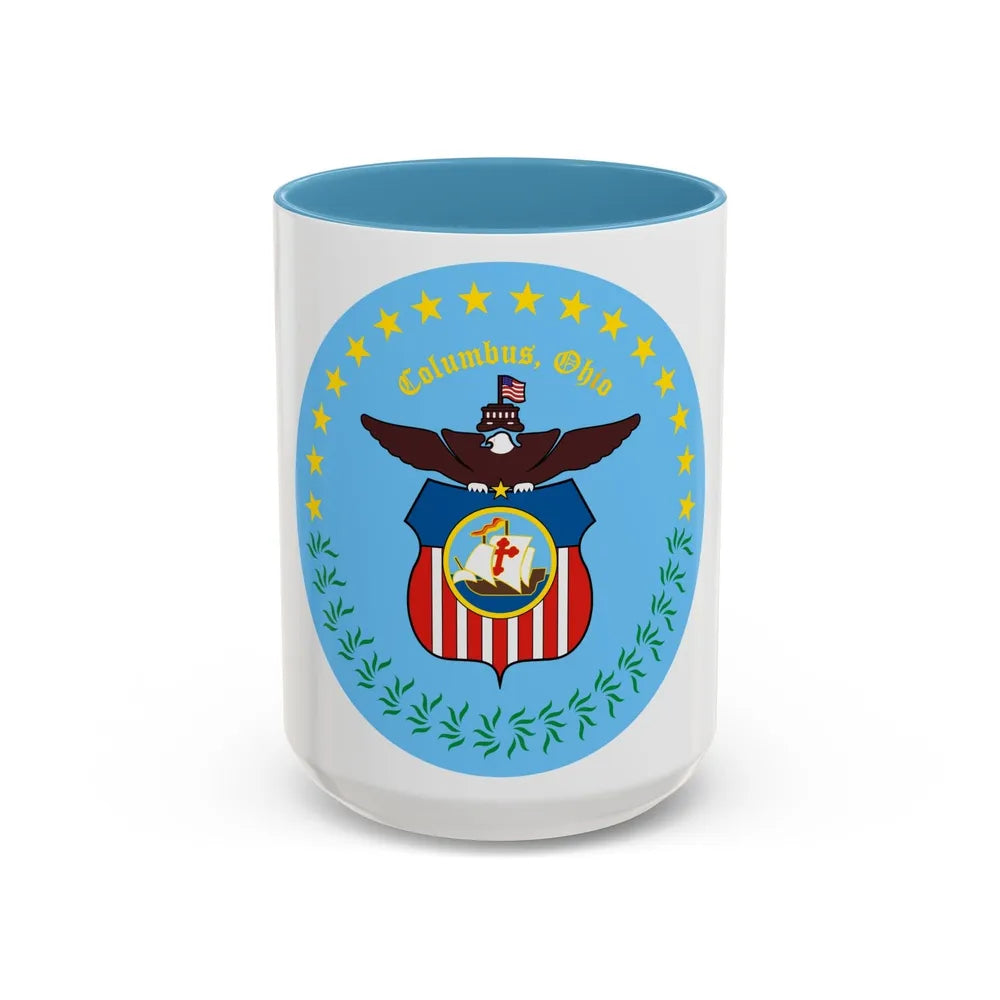 Seal of Columbus Ohio - Accent Coffee Mug-15oz-Light Blue-Go Mug Yourself