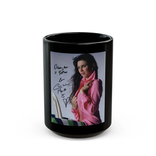 Caroline Munro #180 (Vintage Female Icon) Black Coffee Mug-15oz-Go Mug Yourself