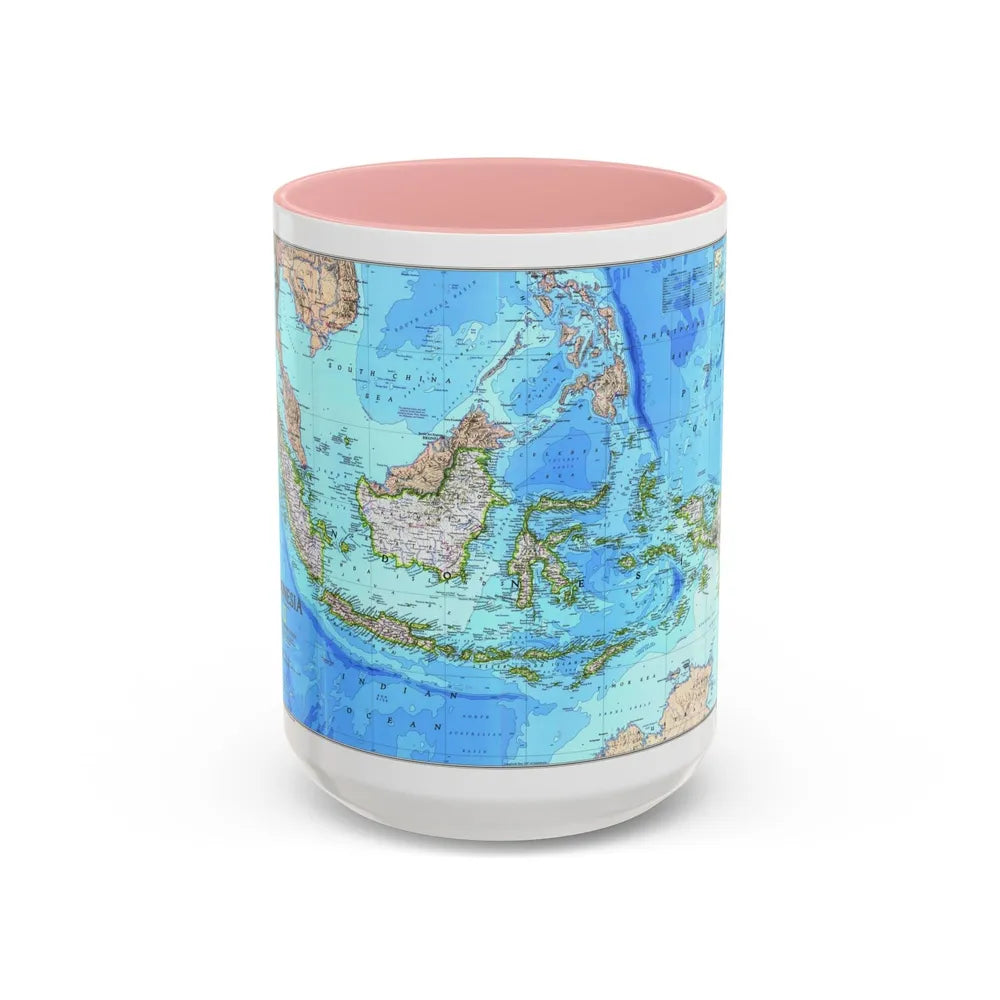 Indonesia 1 (1996) (Map) Accent Coffee Mug-15oz-Pink-Go Mug Yourself