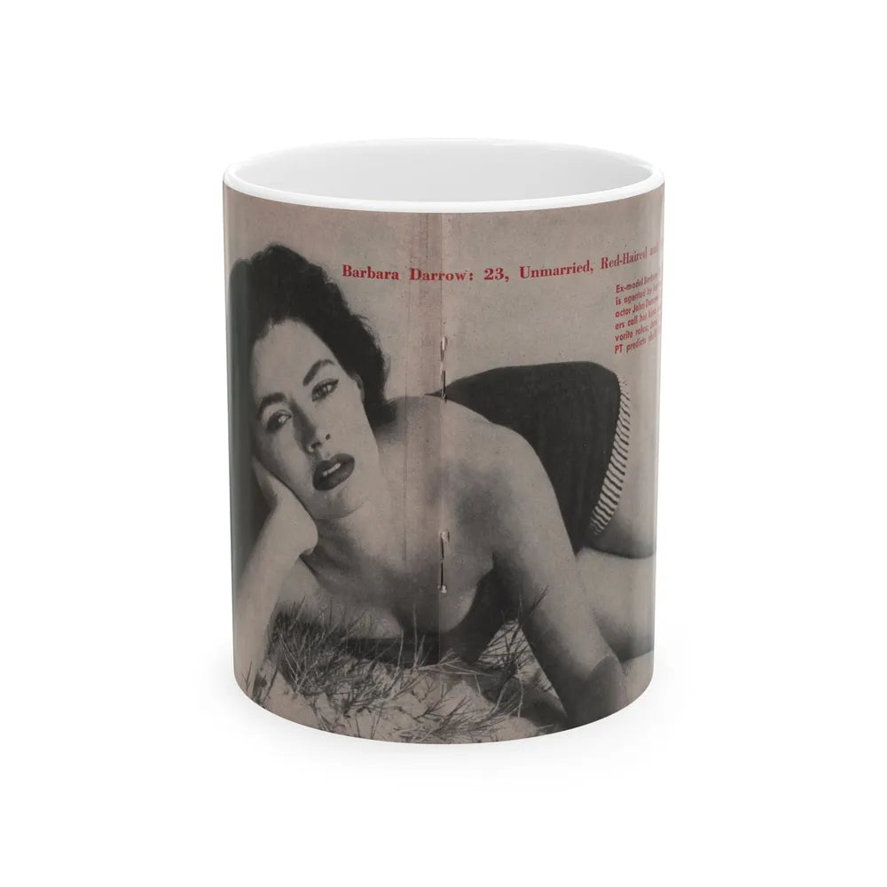 Barbara Darrow #25 - 1 B&W Centerfold Photo from People Pocket Mag. 4-21-54 (Vintage Female Icon) White Coffee Mug-11oz-Go Mug Yourself