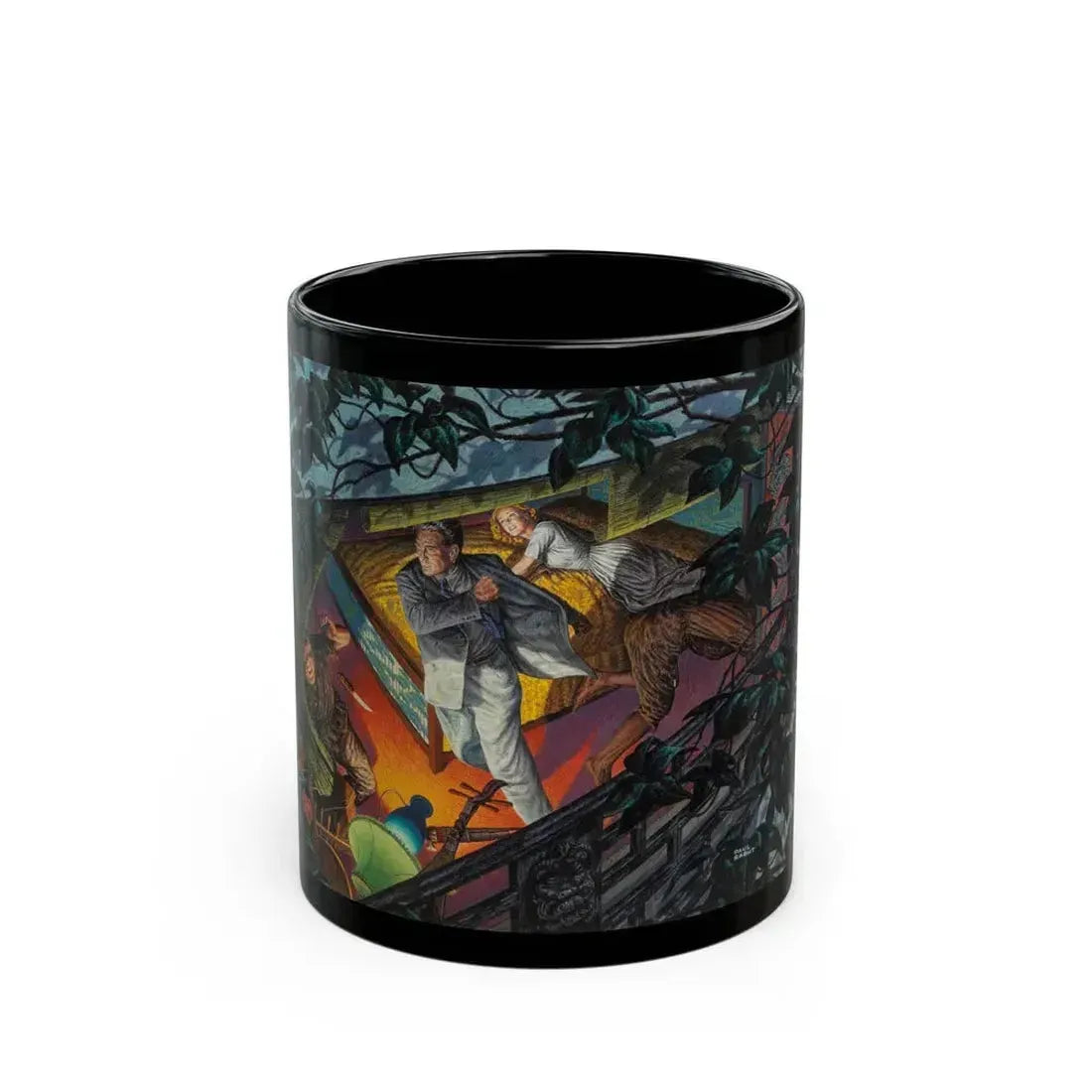 Failed Ambush, probable magazine interior illustration - Black Coffee Mug 11oz - Go Mug Yourself