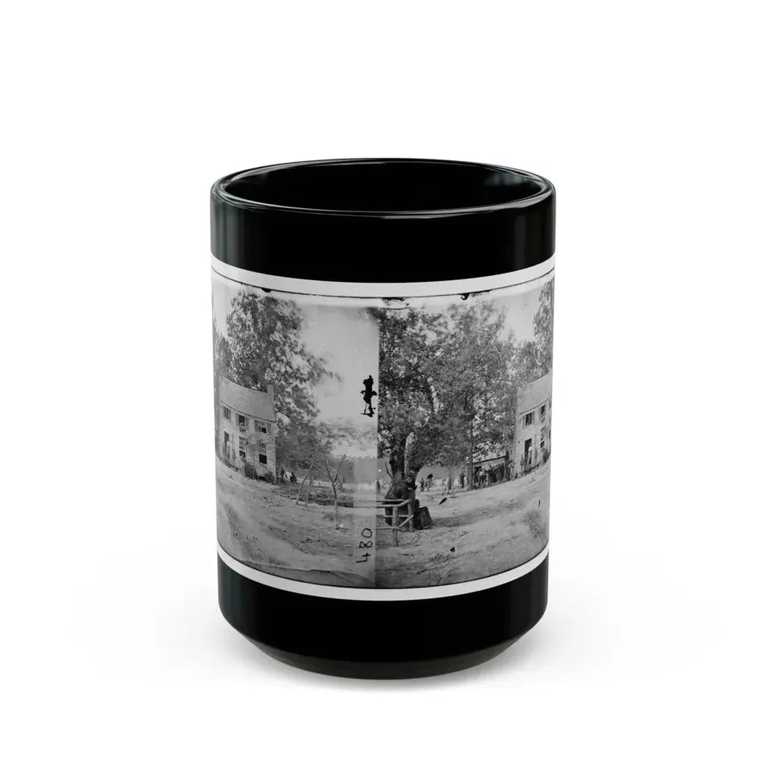 Fair Oaks, Va. Frame House Used As A Hospital By Gen Joseph Hooker's Division (U.S. Civil War) Black Coffee Mug 15oz - Go Mug Yourself