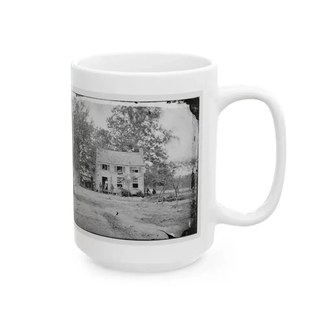 Fair Oaks, Va. Frame House Used As A Hospital By Gen Joseph Hooker's Division (U.S. Civil War) White Coffee Mug - Go Mug Yourself