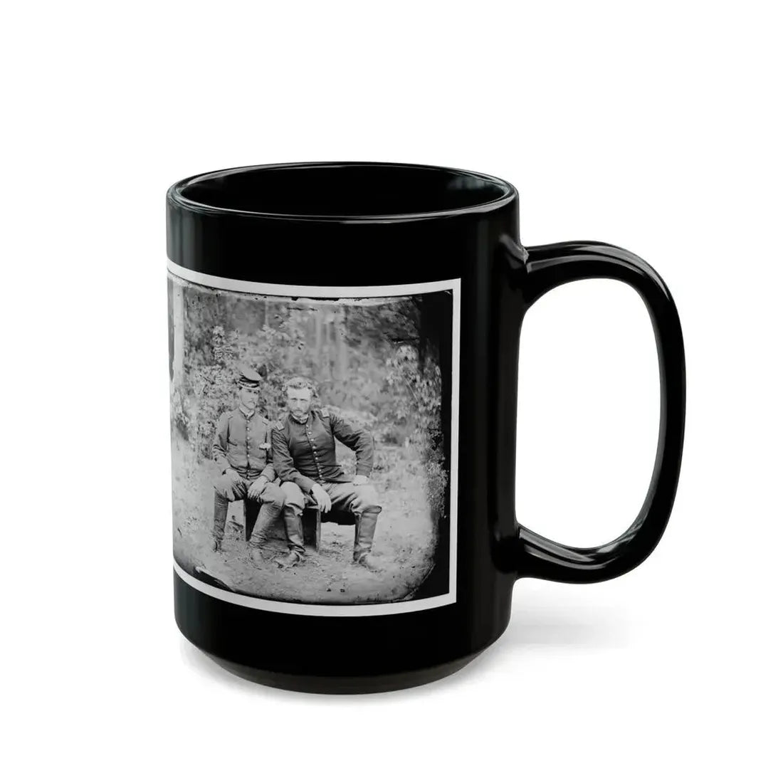 Fair Oaks, Va. Lt. James B. Washington, A Confederate Prisoner, With Capt. George A. Custer Of The 5th Cavalry, U.S.A. (U.S. Civil War) Black Coffee Mug - Go Mug Yourself