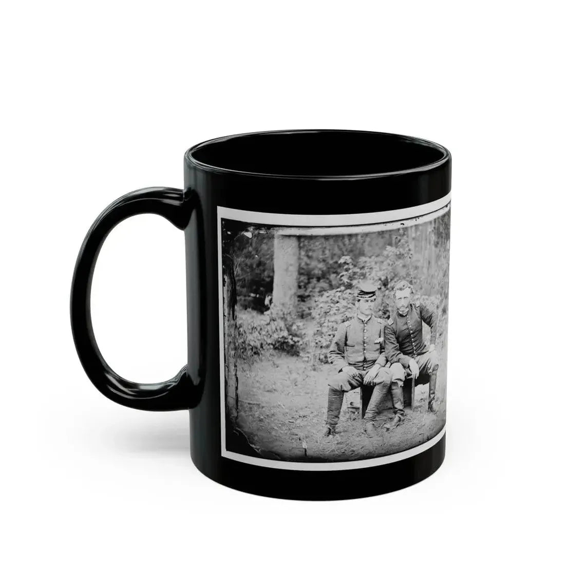 Fair Oaks, Va. Lt. James B. Washington, A Confederate Prisoner, With Capt. George A. Custer Of The 5th Cavalry, U.S.A. (U.S. Civil War) Black Coffee Mug - Go Mug Yourself