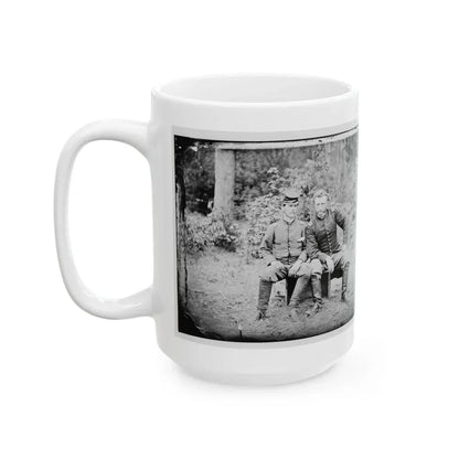 Fair Oaks, Va. Lt. James B. Washington, A Confederate Prisoner, With Capt. George A. Custer Of The 5th Cavalry, U.S.A. (U.S. Civil War) White Coffee Mug - Go Mug Yourself