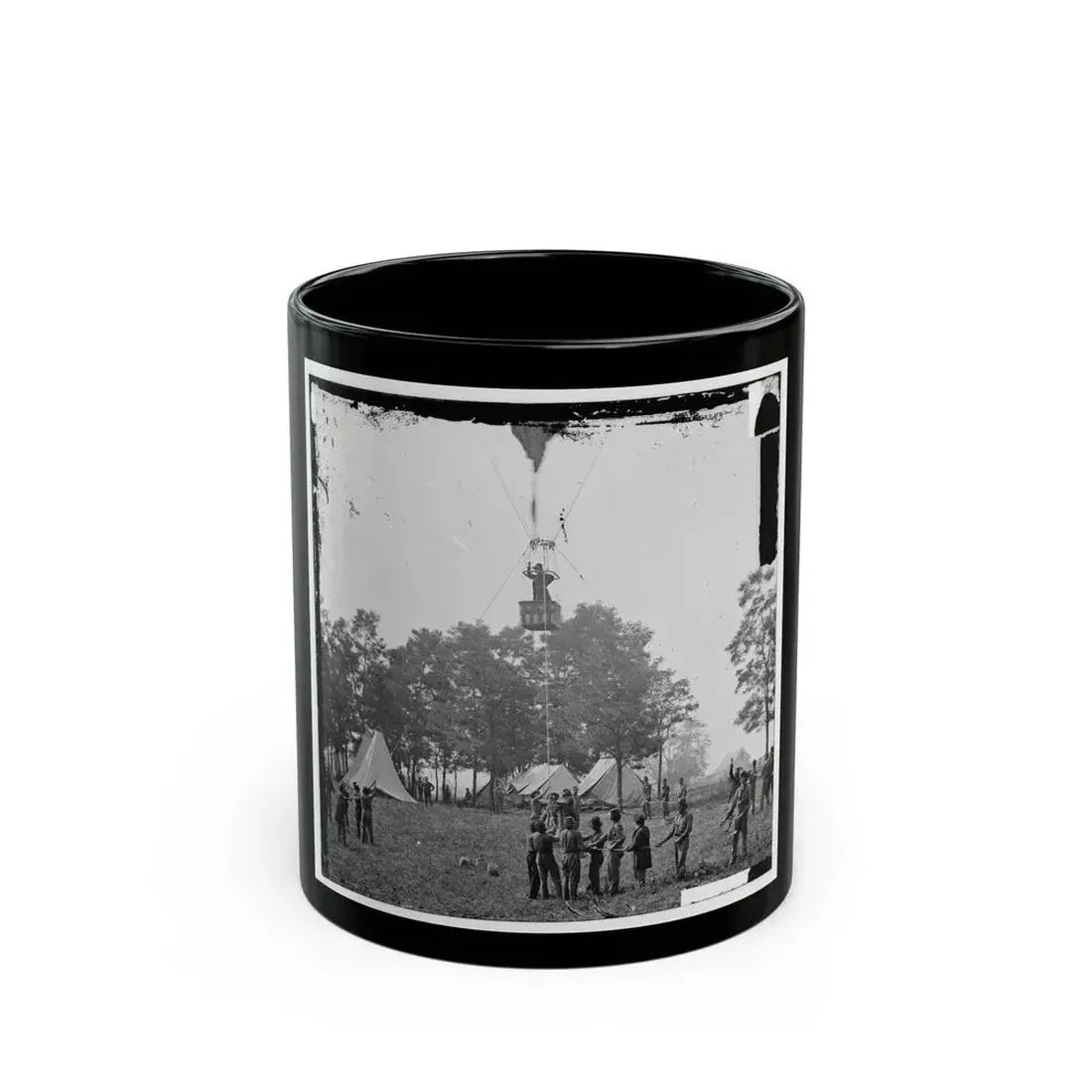 Fair Oaks, Va. Prof. Thaddeus S. Lowe Observing The Battle From His Balloon  Intrepid (U.S. Civil War) Black Coffee Mug 11oz - Go Mug Yourself