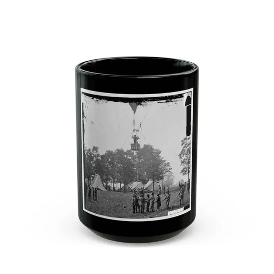 Fair Oaks, Va. Prof. Thaddeus S. Lowe Observing The Battle From His Balloon  Intrepid (U.S. Civil War) Black Coffee Mug 15oz - Go Mug Yourself