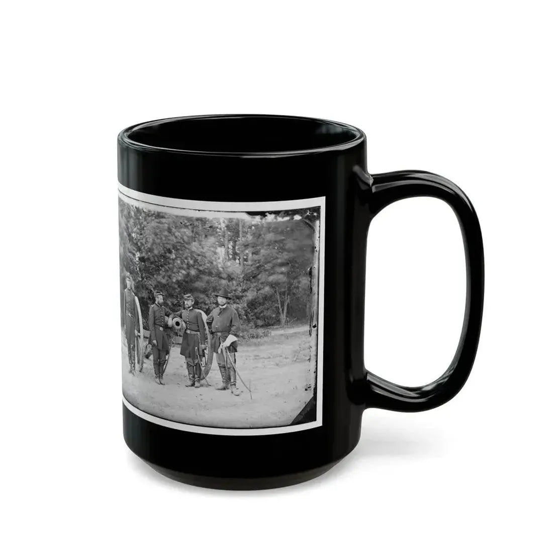 Fair Oaks, Va., Vicinity. Capt. Horatio G. Gibson (Second From Left) And Officers Of His Battery (U.S. Civil War) Black Coffee Mug - Go Mug Yourself