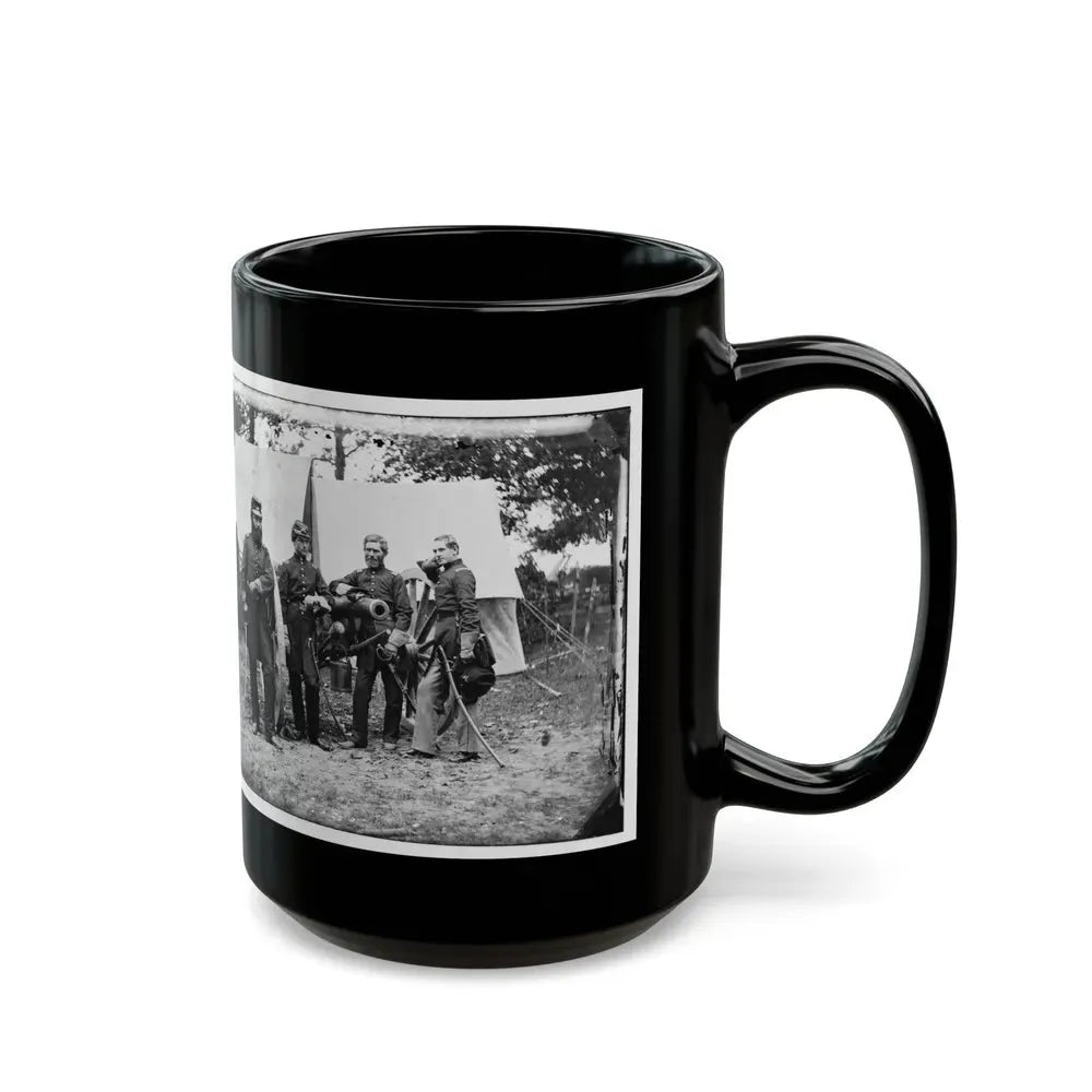 Fair Oaks, Va., Vicinity. Capt. James M. Robertson (Third From Left) And Officers (U.S. Civil War) Black Coffee Mug - Go Mug Yourself