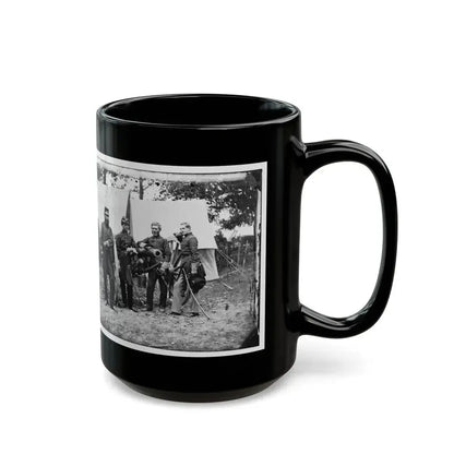 Fair Oaks, Va., Vicinity. Capt. James M. Robertson (Third From Left) And Officers (U.S. Civil War) Black Coffee Mug - Go Mug Yourself