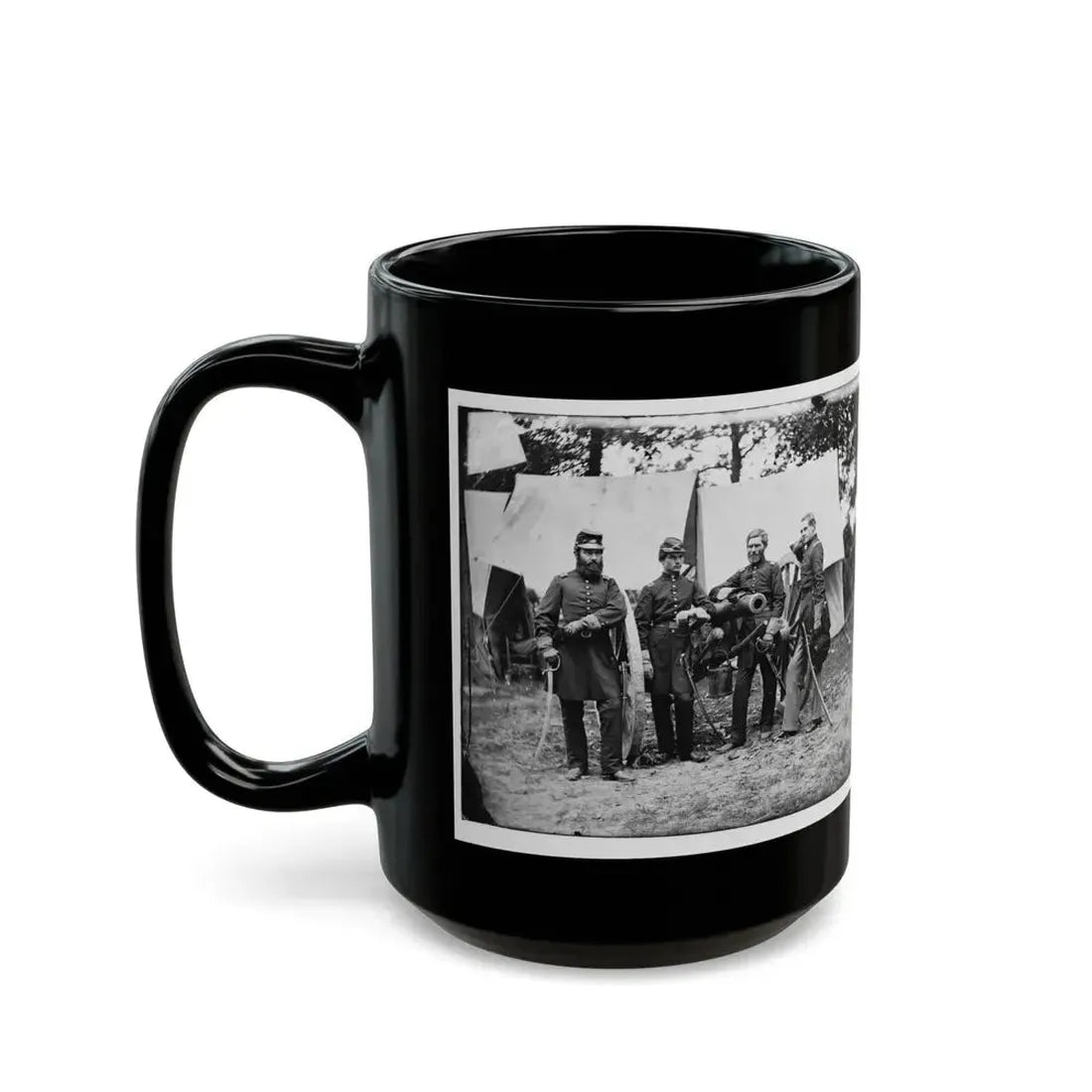 Fair Oaks, Va., Vicinity. Capt. James M. Robertson (Third From Left) And Officers (U.S. Civil War) Black Coffee Mug - Go Mug Yourself