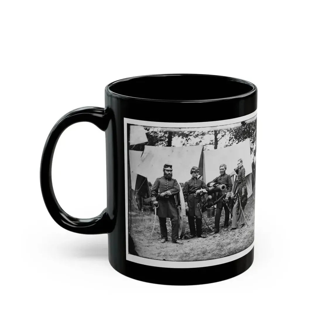 Fair Oaks, Va., Vicinity. Capt. James M. Robertson (Third From Left) And Officers (U.S. Civil War) Black Coffee Mug - Go Mug Yourself