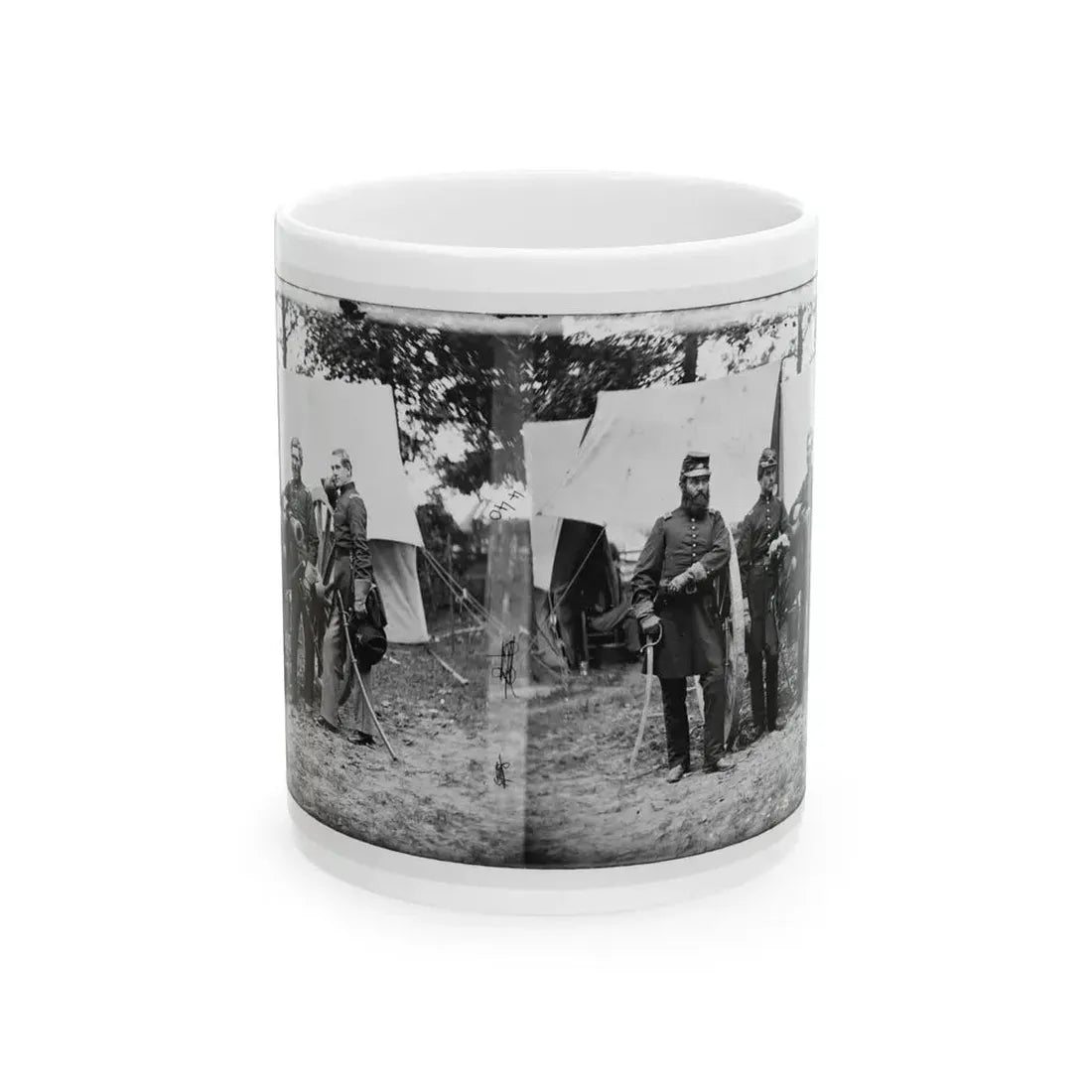 Fair Oaks, Va., Vicinity. Capt. James M. Robertson (Third From Left) And Officers (U.S. Civil War) White Coffee Mug 11oz - Go Mug Yourself