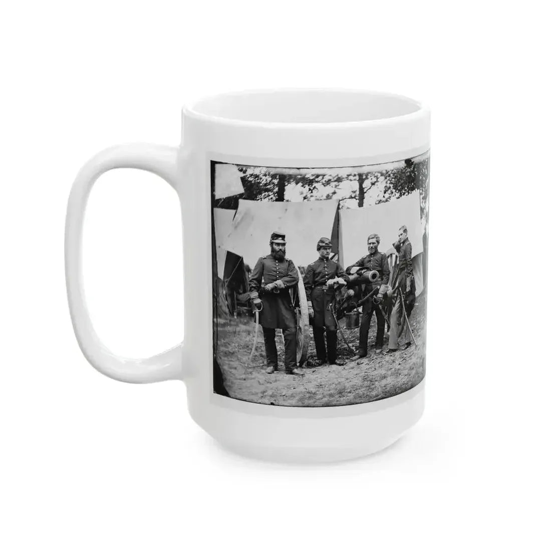 Fair Oaks, Va., Vicinity. Capt. James M. Robertson (Third From Left) And Officers (U.S. Civil War) White Coffee Mug - Go Mug Yourself