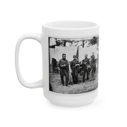 Fair Oaks, Va., Vicinity. Capt. James M. Robertson (Third From Left) And Officers (U.S. Civil War) White Coffee Mug - Go Mug Yourself