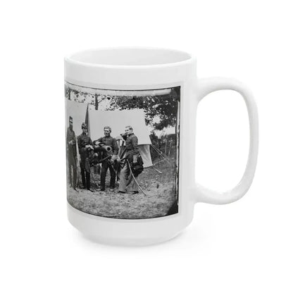 Fair Oaks, Va., Vicinity. Capt. James M. Robertson (Third From Left) And Officers (U.S. Civil War) White Coffee Mug - Go Mug Yourself